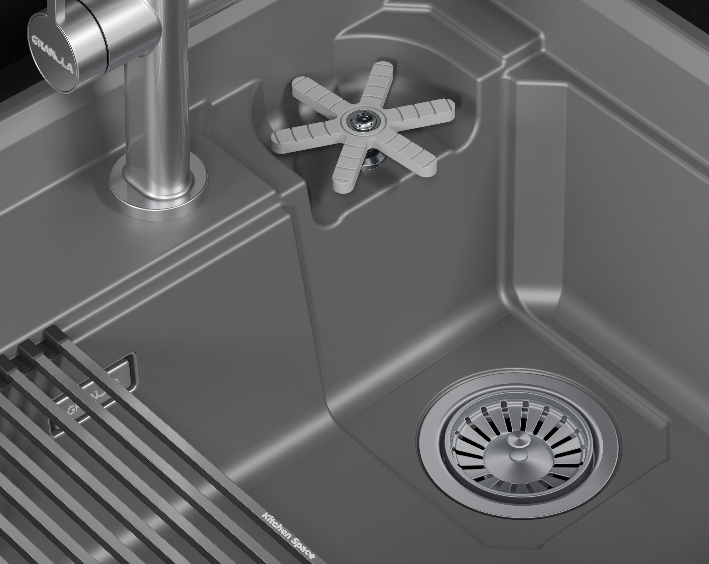 Мойка для кухни Granula Kitchen Space Rinzer 7308R алюминиум, 73х52 см, прямоугольная